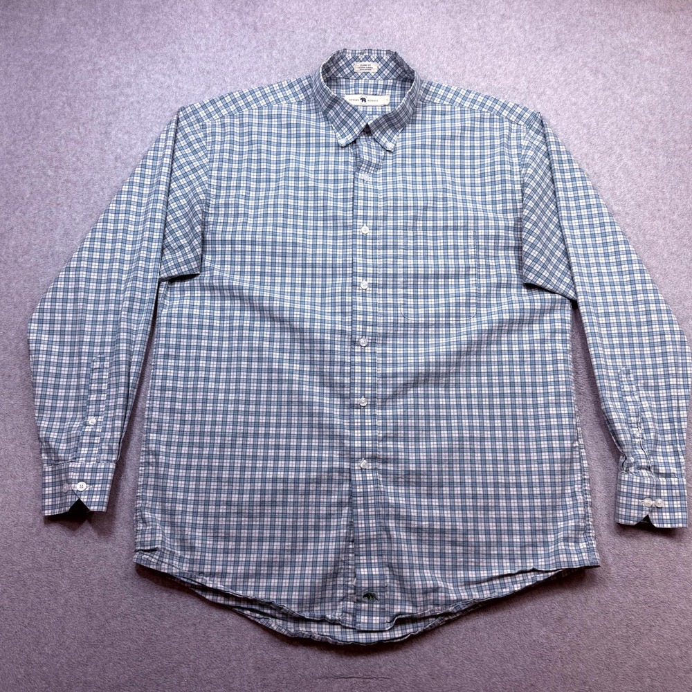 Onward Reserve Shirt Mens Large Blue Plaid Long Sleeve Button Classic Stretch